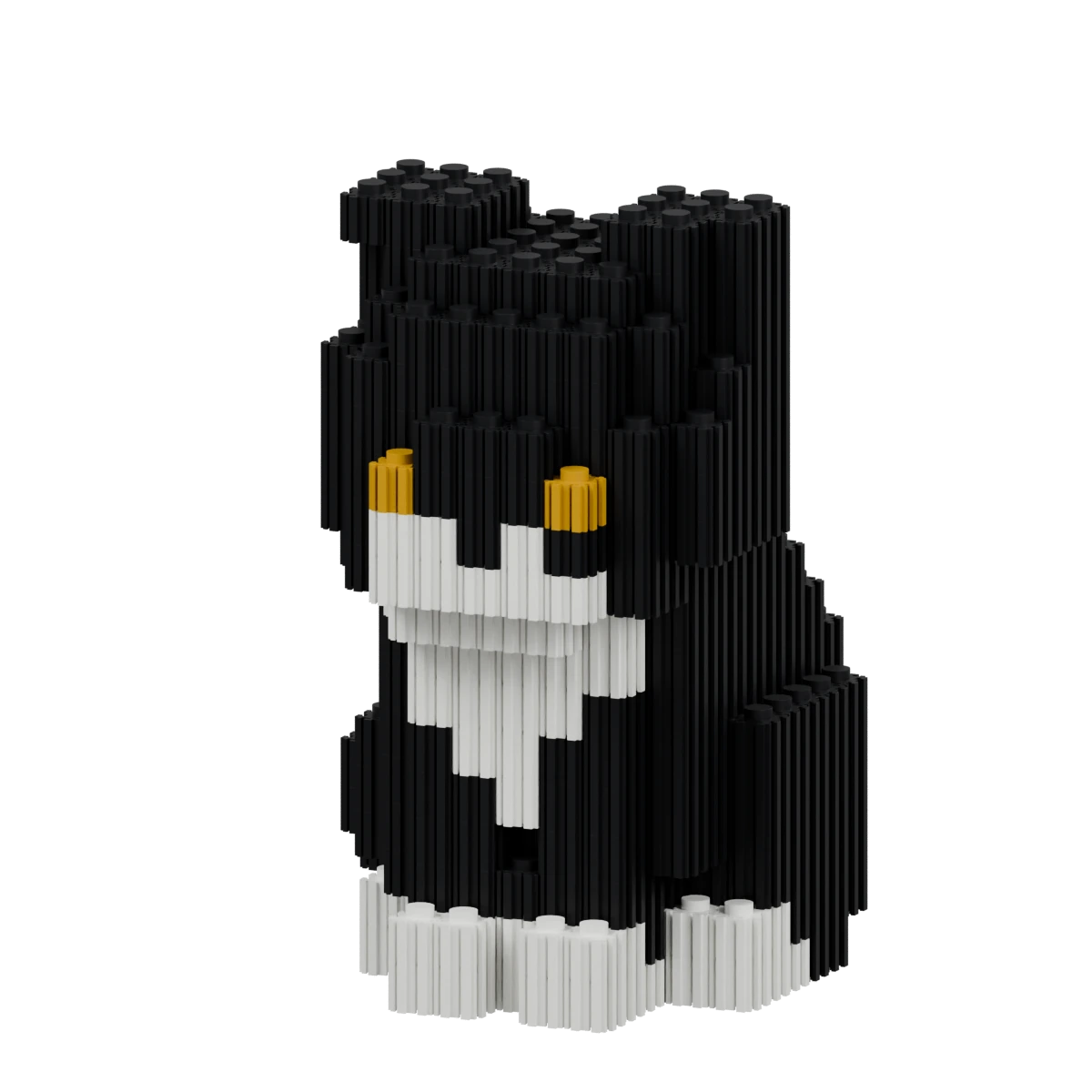 The tuxedo, a brick cat model made from the accompanying reference photo